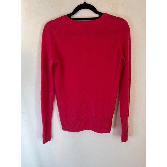 Halogen Size Small 100% Cashmere Hot Pink V Neck Long Sleeve - Picture 2 of 5